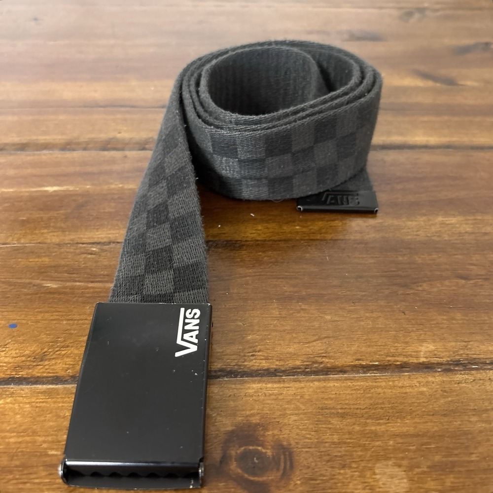 Vans Deppster II Web Belt Black Charcoal Checkerboard Logo Buckle One Size